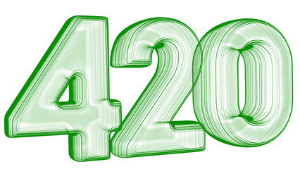 a 3d typo art number "420" created from line art