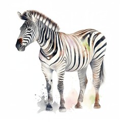 Watercolor full body baby zebra with white background With Generative AI technology