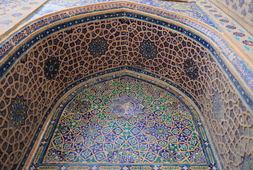Internal decorations in the UlugBek Madrasah in Samarkand, Uzbekistan