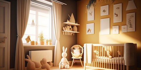 Fototapeta na wymiar Modern baby room interior children's room and baby interior.Generative AI