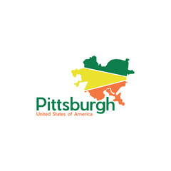 Map Of Pittsburgh City Geometric Creative Design