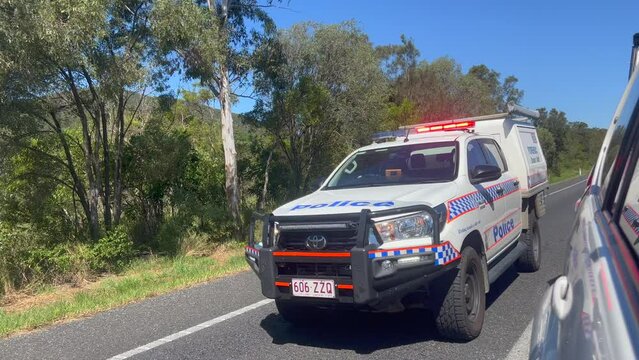 Australian forensic crash unit rush to car accident in Queensland, Australia. 