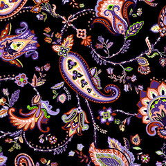 Fototapeta premium Seamless paisley pattern, ethnic floral design.