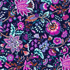 Seamless paisley pattern, ethnic floral design.