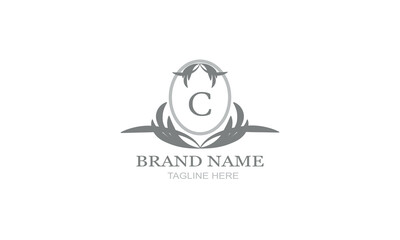 Design template of an elegant floral monogram for one or two letters, for example C. Wedding monogram. Business sign, identity monogram for restaurant, boutique, hotel, heraldry, jewelry.