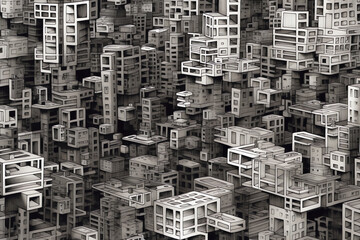 black and white abstract city wallpaper. generative AI