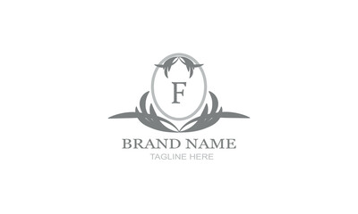 Design template of an elegant floral monogram for one or two letters, for example F. Wedding monogram. Business sign, identity monogram for restaurant, boutique, hotel, heraldry, jewelry.