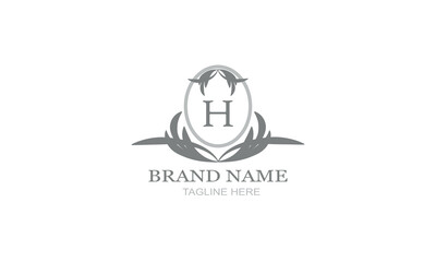 Design template of an elegant floral monogram for one or two letters, for example H. Wedding monogram. Business sign, identity monogram for restaurant, boutique, hotel, heraldry, jewelry.