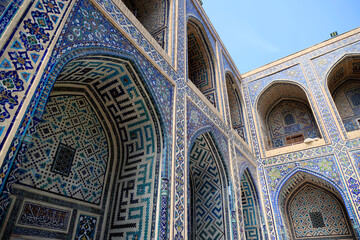 Inner courtyard of the UlugBek Madrasah in Samarkand, Uzbekistan