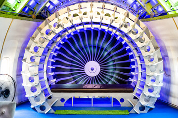 Picture scene in blue Modern technology exists. They have the appearance of fan blades placed in a row.