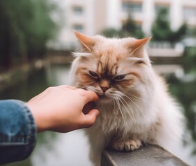 Obraz premium a cat that interacts with people