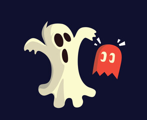 Halloween vector art of ghosts .Halloween illustrations