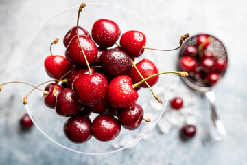 Top view of a ripe sweet cherry