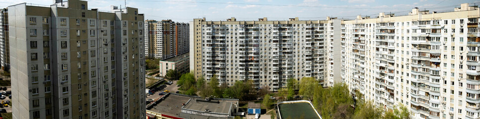 Fototapeta premium a panorama of residential buildings with balconies.