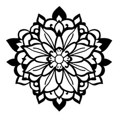 Flower clipart vector design black and white