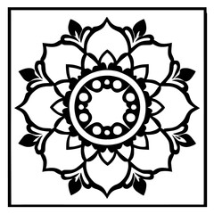 Flower clipart vector design black and white