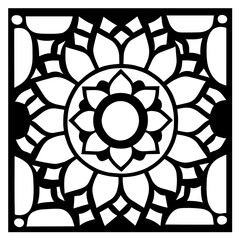 Flower clipart vector design black and white