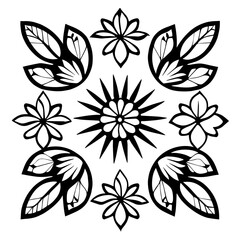 Obraz premium Flower clipart vector design black and white