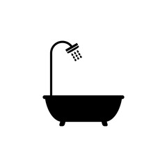 Shower head with water drops flowing icon isolated on transparent background