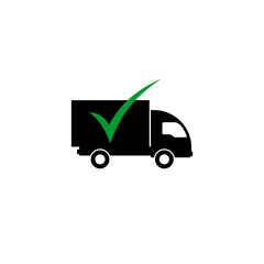 Delivery truck with check mark icon isolated on transparent background