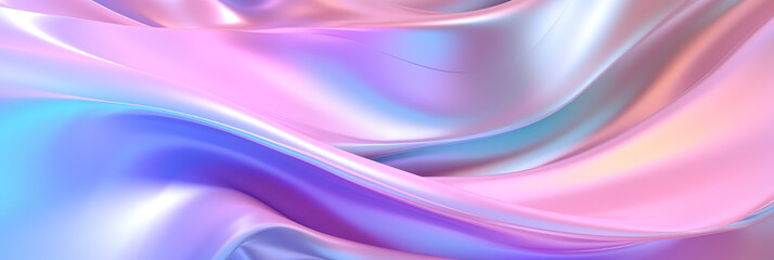 Fototapeta premium holographic pastel colors gradient of silk fabric. generative AI