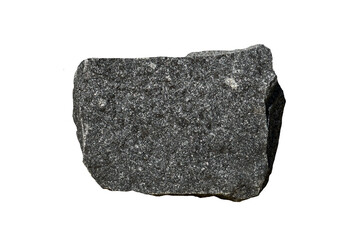 Specimen of andesite aphanitic (fine-grained) igneous rock stone isolated on white background.
