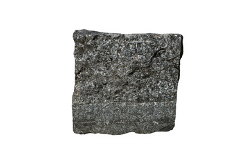 a piece of andesite aphanitic (fine-grained) igneous rock stone isolated on white background.