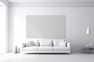 interior room space loft modern indoor apartment decoration white decor trendy contemporary. Generative AI.