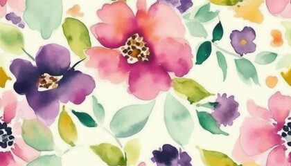 Fototapeta na wymiar Hand drawn cute pink artistic flowers and butterflies pattern. Modern cartoon style print. Fashionable template for design
