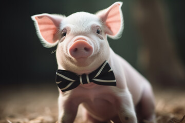 Obraz na płótnie Canvas cute pig wearing a tie