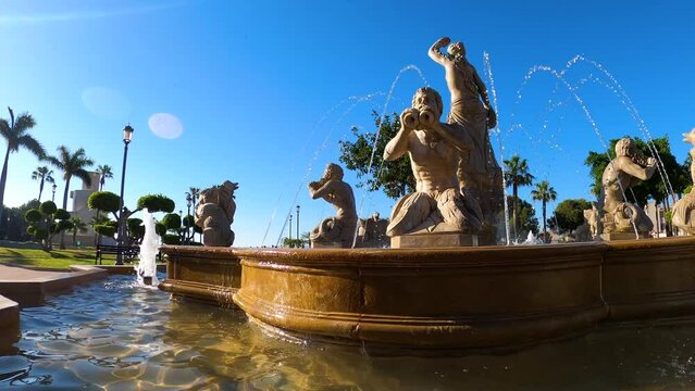 Walking in Parque de la Bateria in Torremolinos, Spain on April 26, 2023