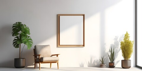 Mockup of black frame in office interior,Generative AI