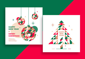 Christmas Invitation Cards Layout with Holidays Decoration