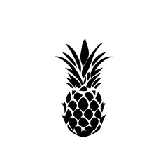 Pineapple Icon, Ananas Silhouette, Tropical Fruit Design, White Black Pine Apple Symbol Isolated