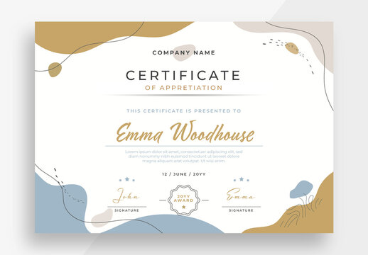 Certificate Template Layout with Earth Color Accents