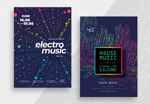 Electro Music Poster Layout Design