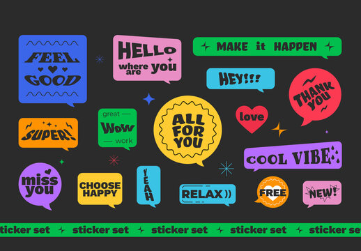 Speech Bubbles Stickers Set