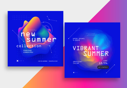 Summer Party Event Post Layout with Vibrant Gradient