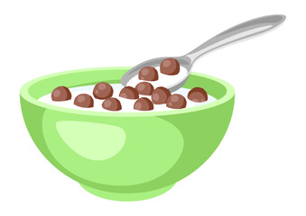 Breakfast cereal in bowl. Image of healthy food.