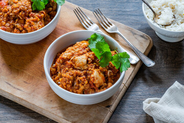 Chicken dhansak curry with rice