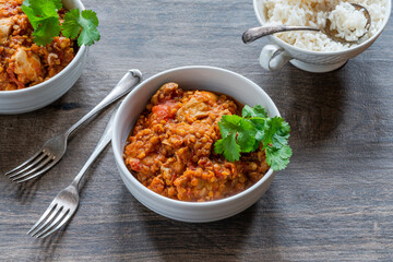 Chicken dhansak curry with rice