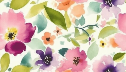 Fototapeta na wymiar Hand drawn cute pink artistic flowers pattern. Modern cartoon style print. Fashionable template for design