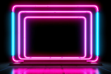 neon neon light frame black background. generative AI