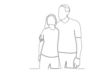 Grandpa and grandma are happy together. Grandparent day one-line drawing