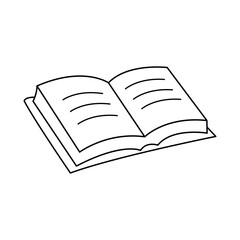 Book icon in outline style on white background. Vector illustration.