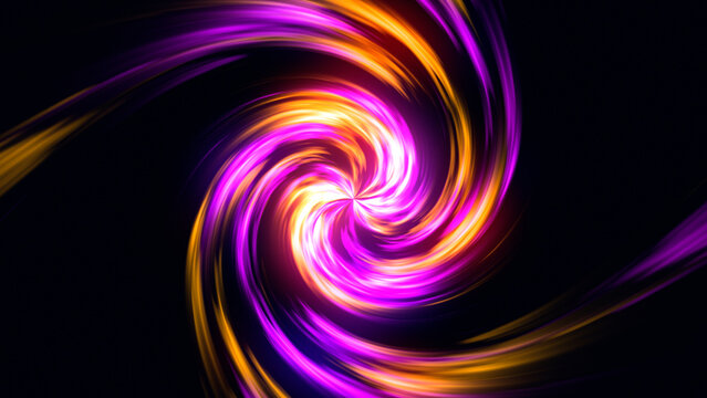 Mystical portal vivid abstract background. Bright sphere lens. Rotating lines. Glow ring. Led blurred swirl. Spiral glint lines. HUD.