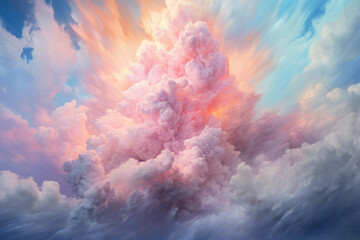 pink and blue cloud covers the sky. generative AI