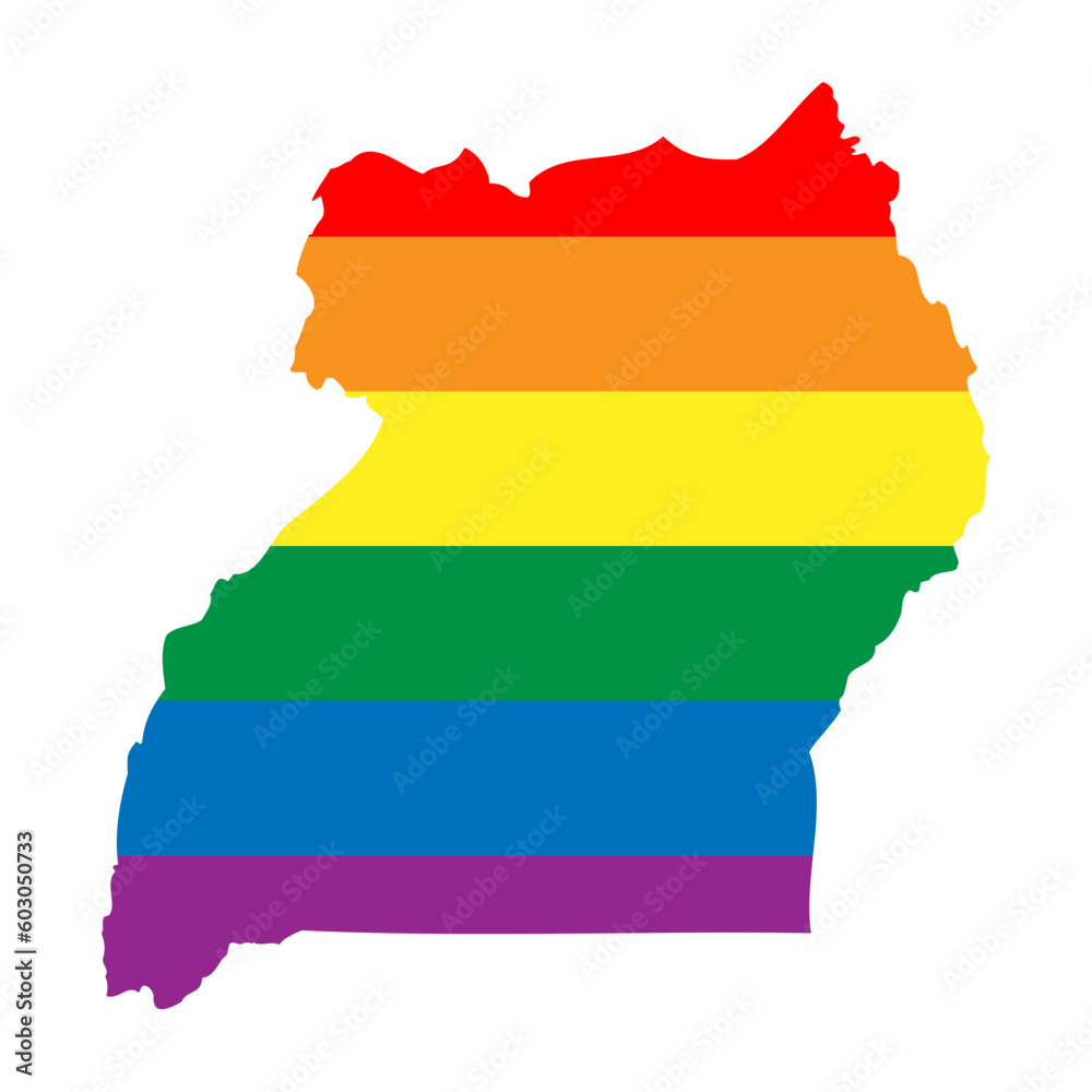 Poster uganda country silhouette. country map silhouette in rainbow colors of lgbt flag. - Posters