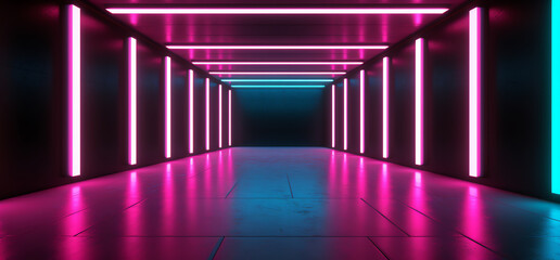 neon lights in a dark room wallpaper. generative AI
