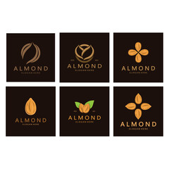 simple almond logo,for business,badge,trademark,almond oil,almond farm,almond shop,vector